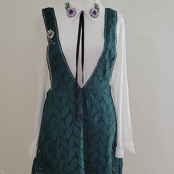 Mango | Dresses | Mango Green Pinafore Style Dress Size M | Poshmark